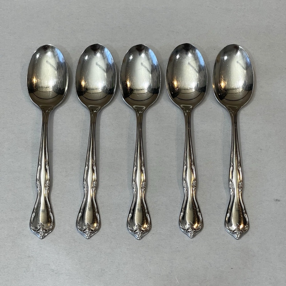 5 Insico International Silver Stainless Teaspoons Victorian Charm Embassador